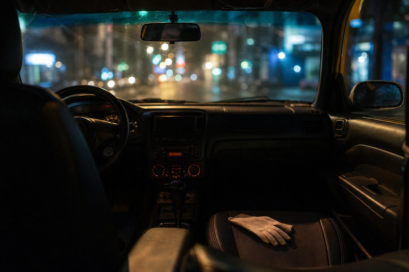 夜裡的計程車駕駛座